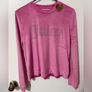 Juicy Couture Pink Rhinestone Logo Long Sleeve Sleep Top Size Small